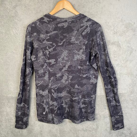 Lululemon Women Runderful Long Sleeve Shirt Size 12 Incognito Camo Activewear - Picture 2 of 11